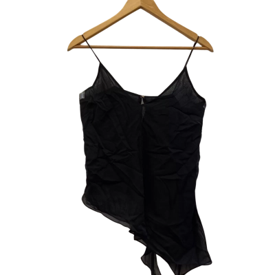 *BNWT* Country Road Women's Silk Blend Black Asymmetrical Ruffle Cami Top - Size 6 (RRP $179)