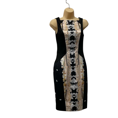 Cue Womens  Size 6 Sleeveless Dress  Black  / Pattern 