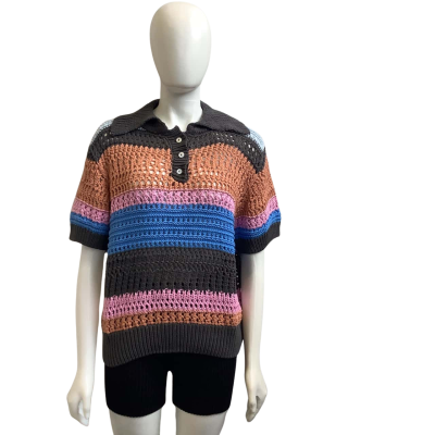 Brand New Foxwood Womens Size 16 Colour Block Knit Top Multicoloured