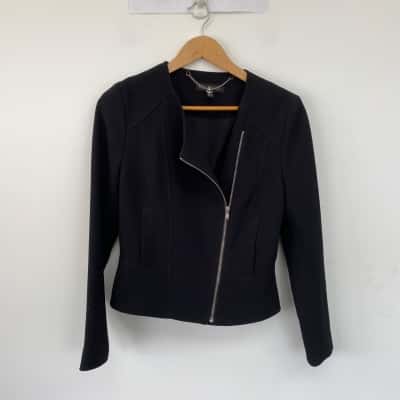 Forever New Black Front Zip Blazer Jacket  Size 8 