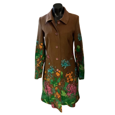EAST Womens  Size 10 Trenchcoat Brown / Floral 