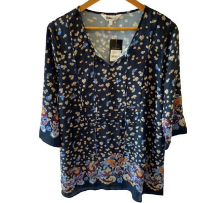  Euroedit Womens  Size 44 Printed Tunic Navy Print