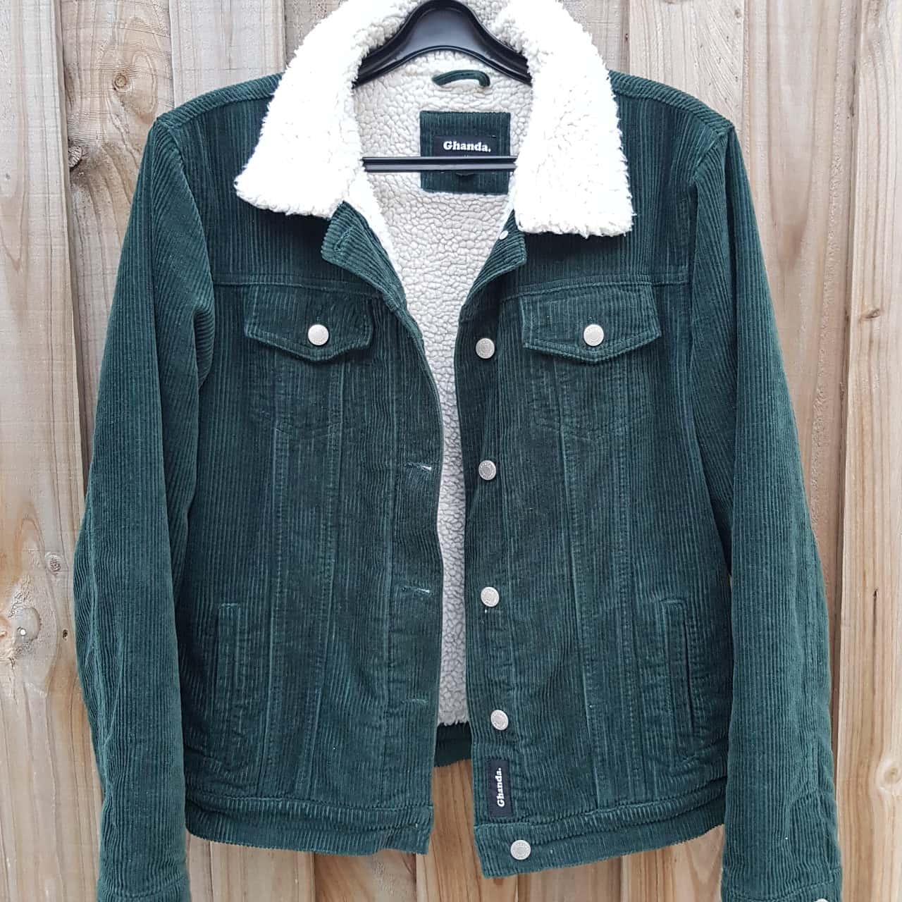 Womens Ghanda forest green cord fur lined jacket(s)