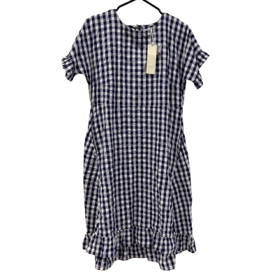 Piper White and Navy Gingham Short Sleeve Dress Size 10