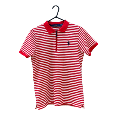 Mens Ralph Lauren Size M Polo Shirt Red / White Striped