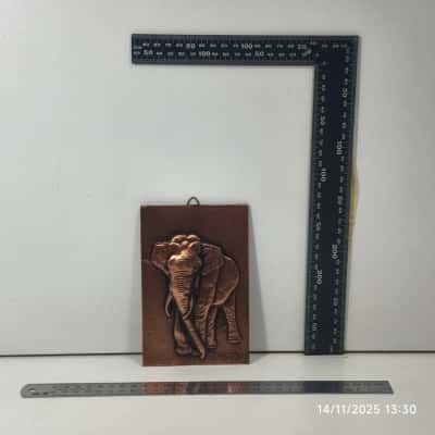 Vintage 3D Pressed Copper Elephant Wall Art Sri Lanka