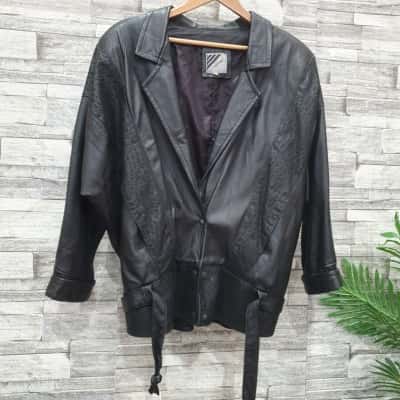 Dorys Womens  Size 14 Leather Jacket Black  