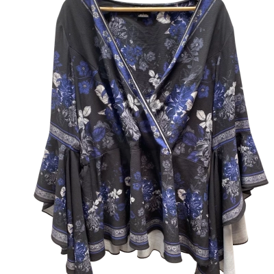 City Chic Womens  Size L Black & Blue Floral Top