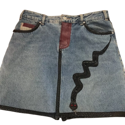 Just Jeans Womens  Size 10 Denim Skirt Black  / Blue / Maroon 