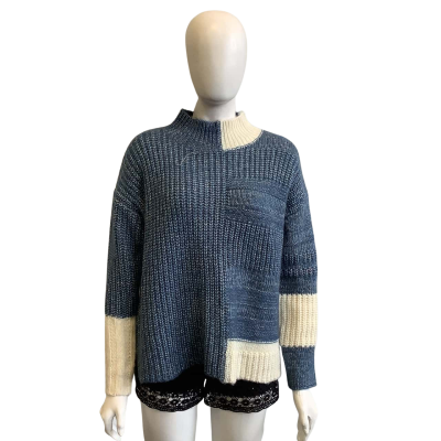  Zaket Plover Women's Size M Knit Jumper Blue & White 