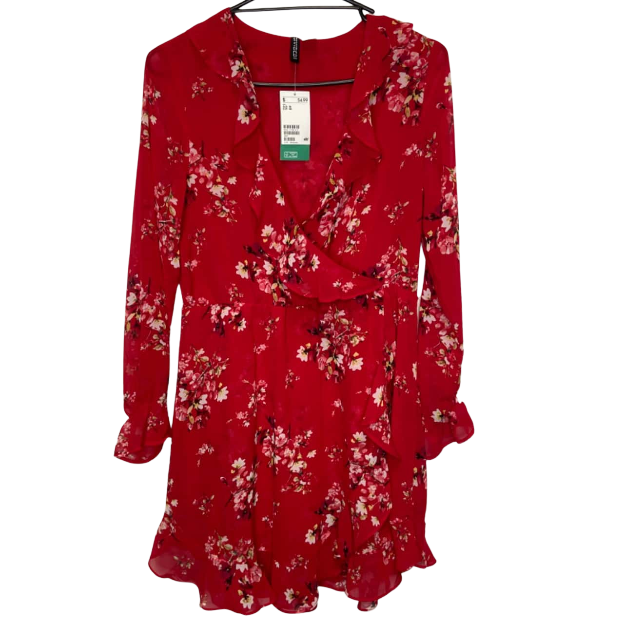 Divided H&M Womens Size 16 Long Sleeve /Midi Dress Floral / Red BNWT(s)