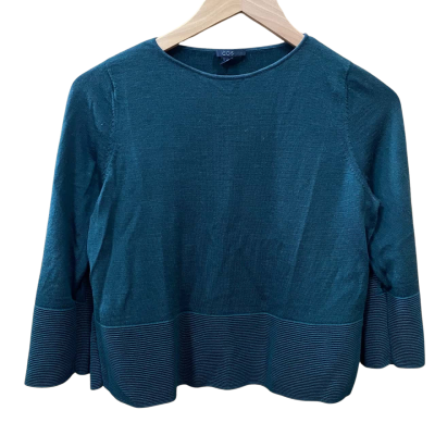 COS Dark Green Contrast Knit Wool Top Size XS