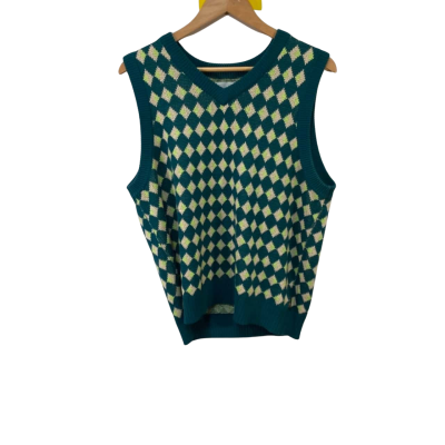 TeddyFresh  Size M Sweater Vest Checked / Green 