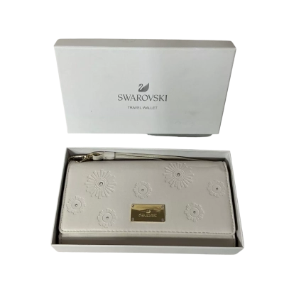 Swarovski Womens Cream Trifold Travel Wallet (boxed)