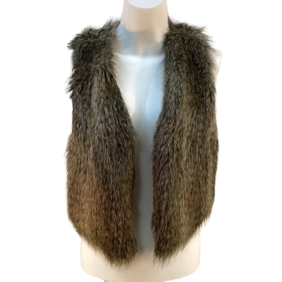 Lee Cooper Womens Size 14 Fur Vest Brown 