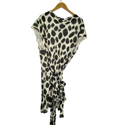 VRG GRL Womens  Size 14 Wrap Dress Black  / Off White / Polka Dot 