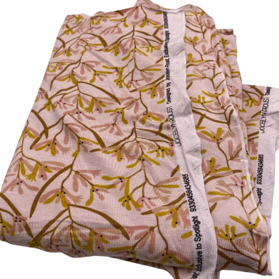 Stretch Mixed fibre.  148 (w) x 100 (L) cm approx. Honeysuckle pattern.