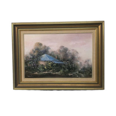 Noelene Norris - Farm house Scene Framed Oil Painting