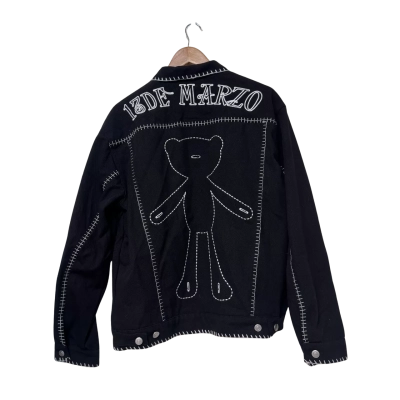 13 DE MARZO Size S Embroidered Denim Jacket Black  