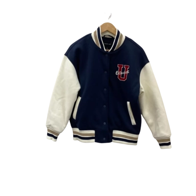 Yishion Mens  Size XS Varsity Baseball Jacket Navy Blue / Cream