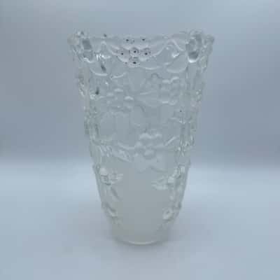 Original Walther Glass Germany Frosted Floral Vase