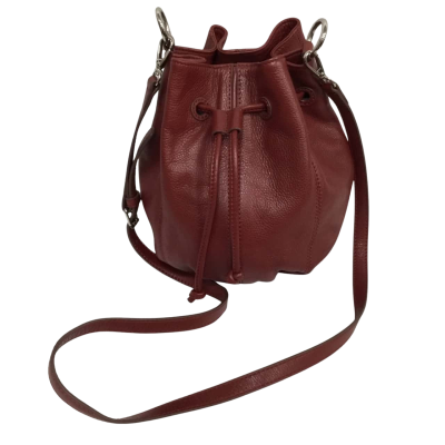 Oroton Pebble Leather Draw string Cross Body Bag Red 