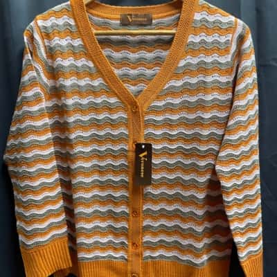 Veronese Womens Size 12 / 14 Orange/Pink/Green Cardigan