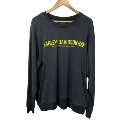 Harley Davidson Mens Size XL Grey with Yellow Print Fleece Sweatshirt (new)