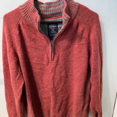 Gazman Mens  Size L Quarter Zip Jumper Orange / Silver 