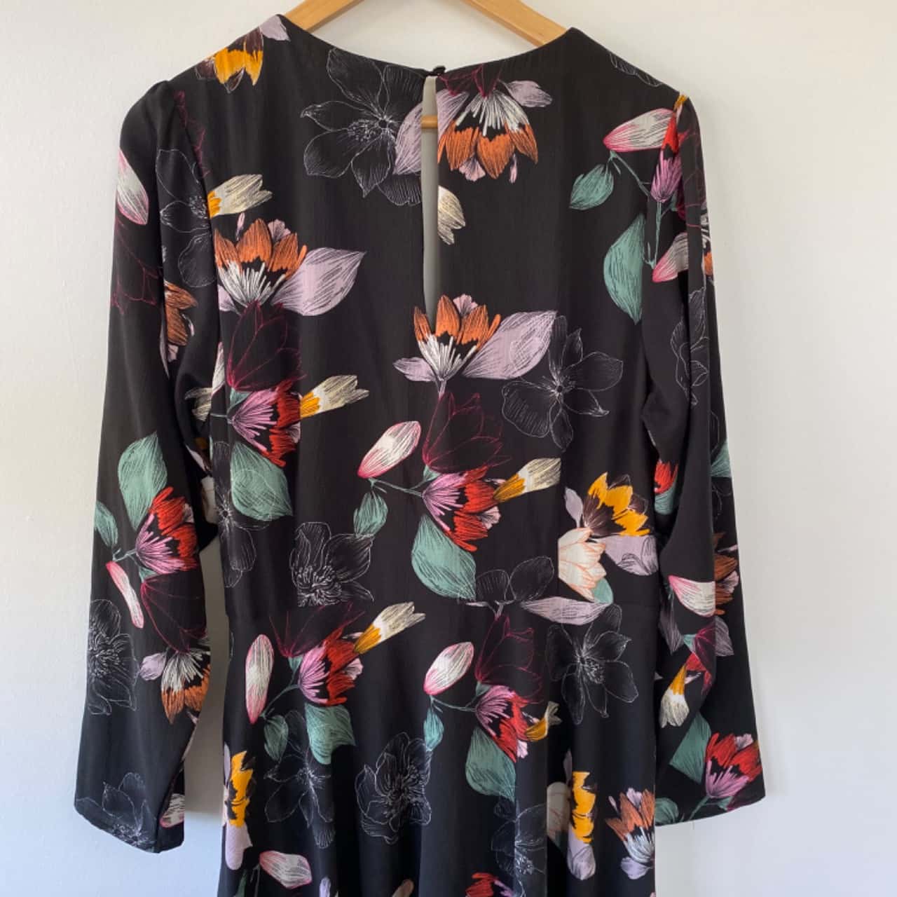 City Chic Black Floral Long Sleeve Midi Dress Size 16 / S / XXL (s)