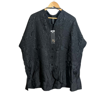 Taing Shape Size 22 Black Plisse Peplum Shirt