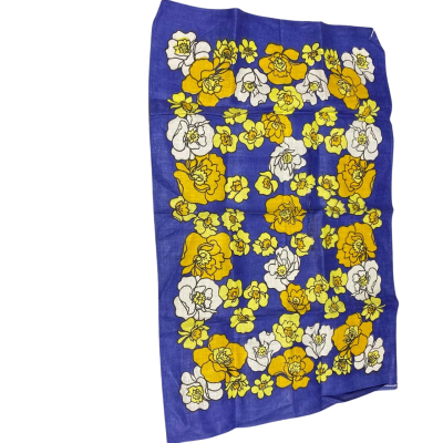 Pure Linen Blue and Yellow Floral Tea Towel