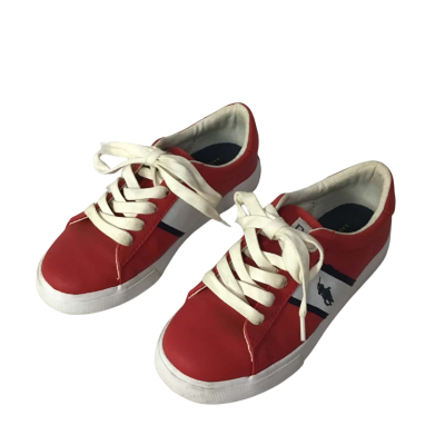 Polo Ralph Lauren Kids Size UK 13.5 Red, White & Black Lace Up Sneakers 