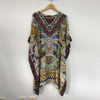 Embellished Kaftans Colourful Embellished Kaftan Dress One Size 