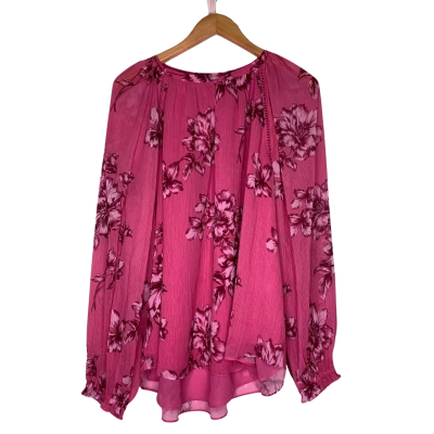 Just Jeans Womens  Size 12 Long Sleeve Top Floral / Pink  