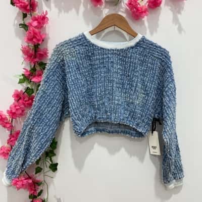 Ziggy Denim Womens Long Sleeve Cropped Top Size S Blue 