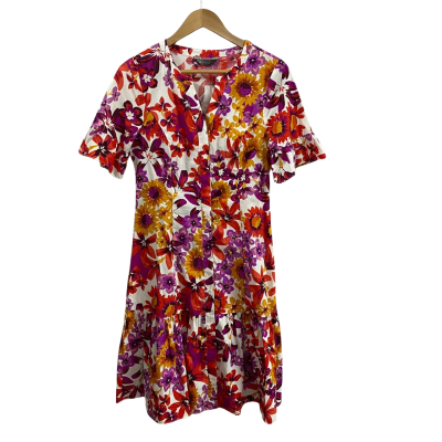 Jacqui-E Womens  Size 8 Floral Button Up Dress 