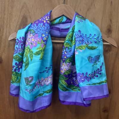 Alethe Purple Floral Silk Scarf (New)