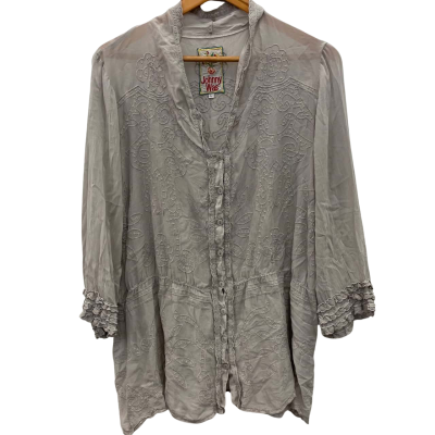 Johnny Was Womens  Size L 3/4 Sleeve Top Grey 