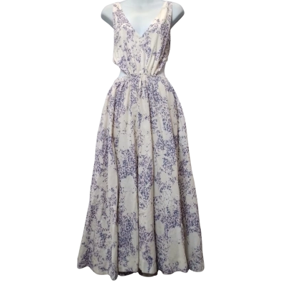 Aureta Women's Size S Cream and Blue Maxi Dress