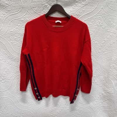 Claudie Pierlot Paris Womens Size 2 Wool and Cashmere Blend Crew Neck Knits Red 