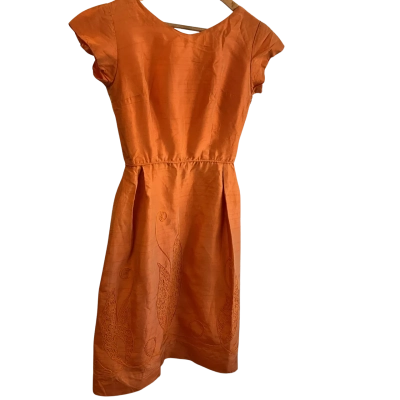 Vintage satin dress-  Womens  Size 6 / 8 Orange 