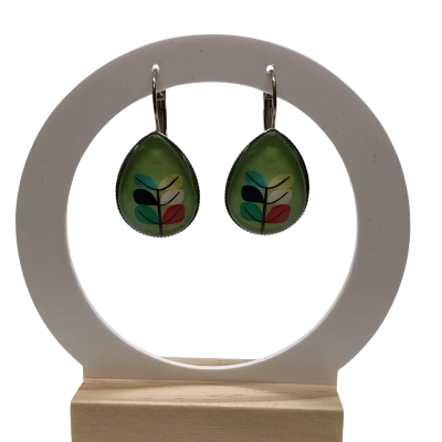 Colourful Botanical Leaf Resin Teardrop Earrings Lever Hooks
