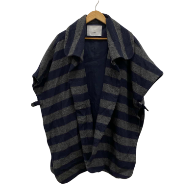 Camilla & Marc Women's Wool Blend Poncho Size 10 Grey / Navy Blue 