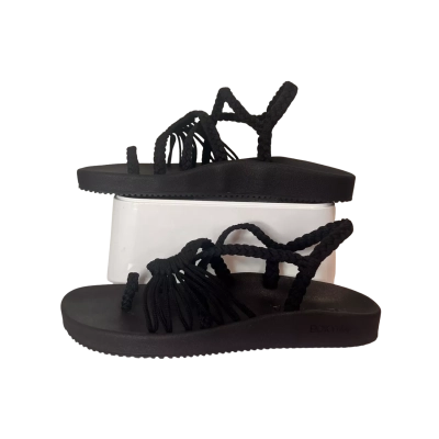 BOKYNA Womens Black Braided Strap Sandals Size EU 41