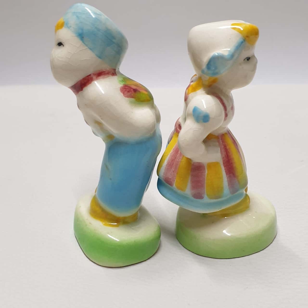 Vintage Dutch Kissing Boy & Girl Salt & Pepper Set Hand Painted