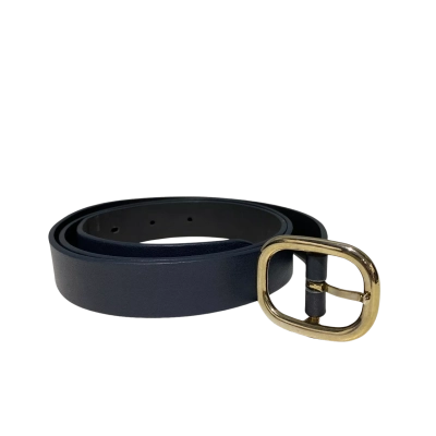  Innovare Womens Leather Belt Navy Blue Gold Buckle