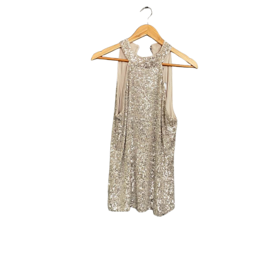 Cable & Gauge Champagne sequin halter top Women's size L