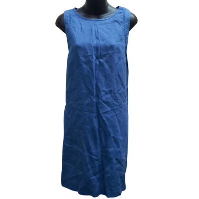 SUSSAN Size 14 Sleeveless 100% Linen Shift Dress with 2 In Seam Pockets