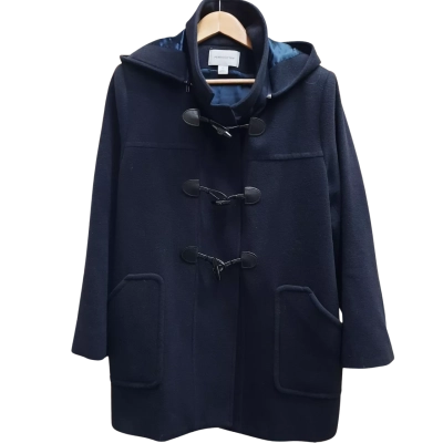 PERRI CUTTEN Size XL (Dark) Navy Blue Cashmere Wool Blend Duffle Coat